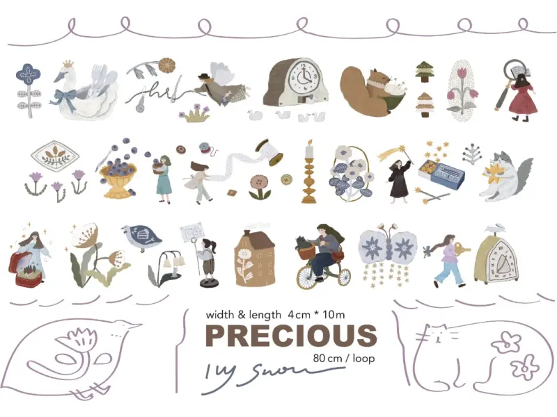 Ivy Snow Matte PET Tape - Precious
