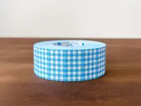 Stamp Marche Label Sticker Gingham Check - Blue