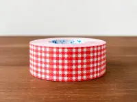 Stamp Marche Label Sticker Gingham Check - Red