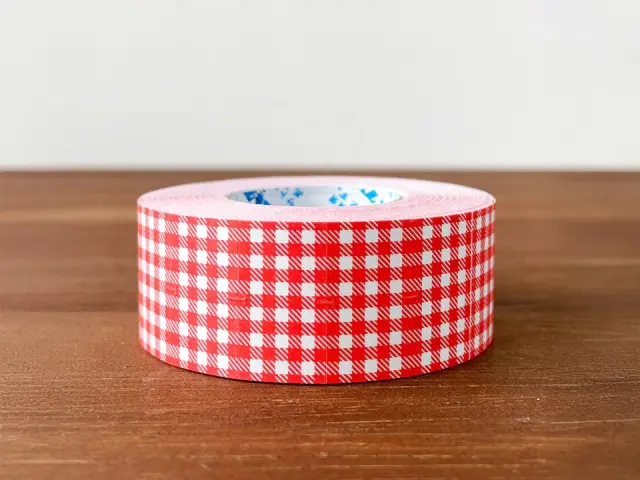 Stamp Marche Label Sticker Gingham Check - Red