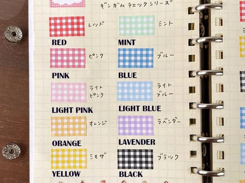 Stamp Marche Label Sticker Gingham Check - Orange