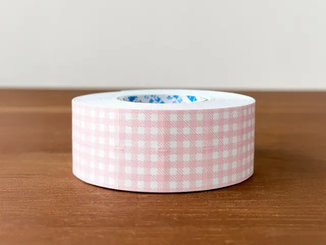 Stamp Marche Label Sticker Gingham Check - Light Pink