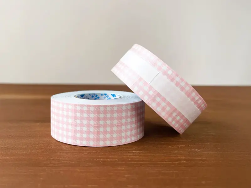 Stamp Marche Label Sticker Gingham Check - Light Pink