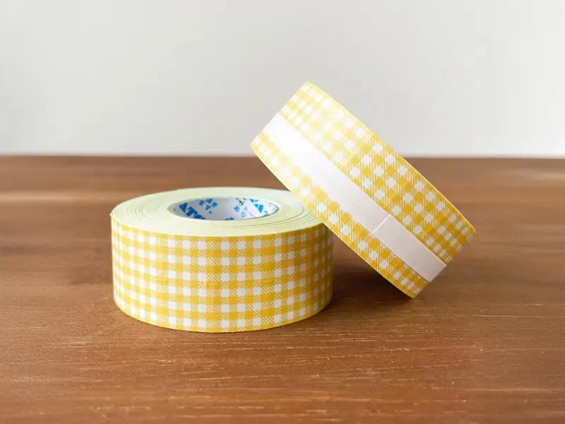 Stamp Marche Label Sticker Gingham Check - Orange