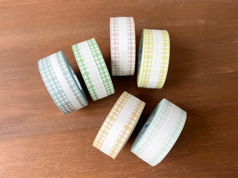 Stamp Marche Label Sticker Gingham Check - Beige