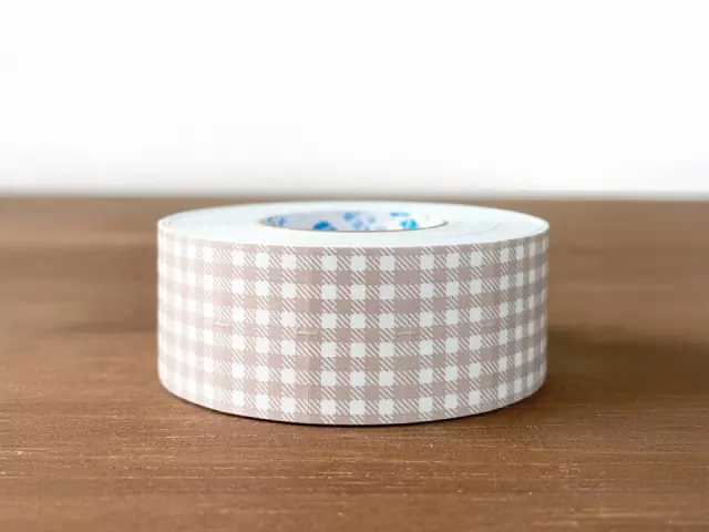 Stamp Marche Label Sticker Gingham Check - Dusty Pink