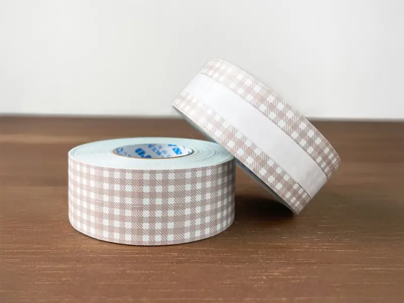 Stamp Marche Label Sticker Gingham Check - Dusty Pink