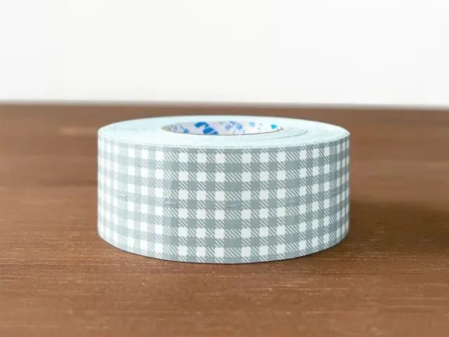 Stamp Marche Label Sticker Gingham Check - Dusty Blue