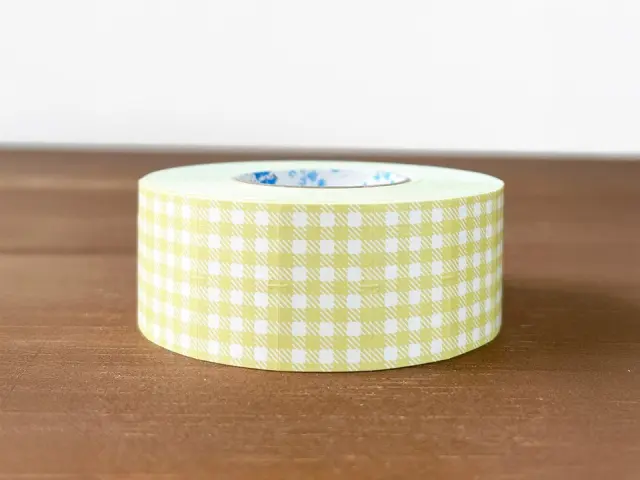 Stamp Marche Label Sticker Gingham Check - Dusty Yellow