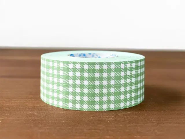 Stamp Marche Label Sticker Gingham Check - Dusty Green