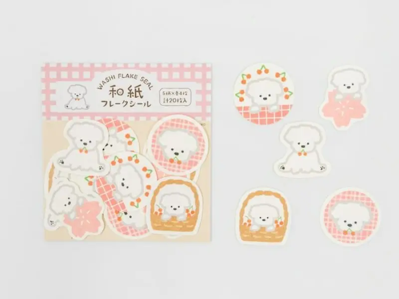 Furukawa Sticker Flakes QSA354 - Cherry Blossoms And White Dog