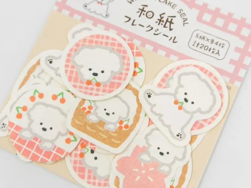 Furukawa Sticker Flakes QSA354 - Cherry Blossoms And White Dog