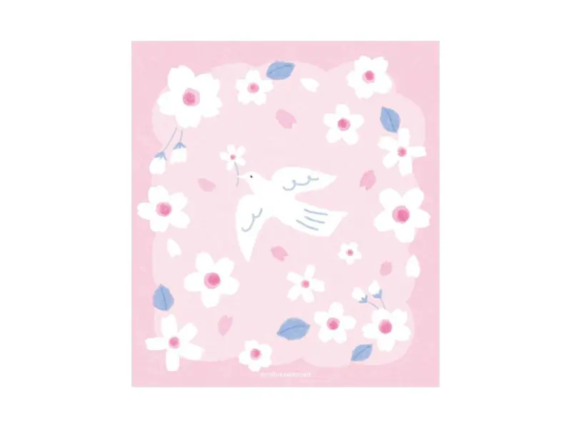 Furukawa Memo Pad LM387 - Cherry Blossom And White Bird