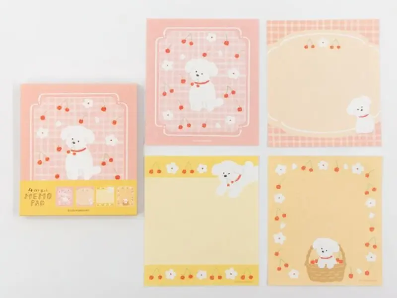 Furukawa Memo Pad LM388 - Cherries and White Dog