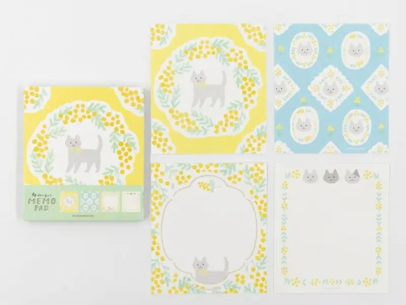 Furukawa Memo Pad LM389 - Mimosa And Cat