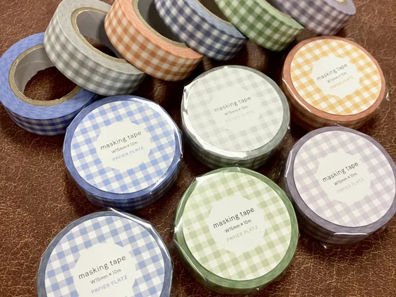 Papier Platz Washi Tape Gingham Check - Baby Blue