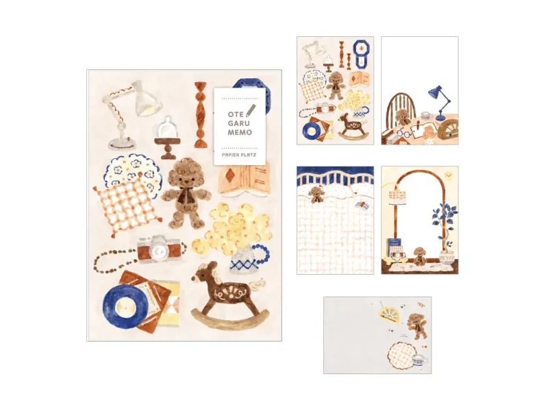 Papier Platz x Nakauchi Waka Otegaru Memo Pad - Dog and Interior