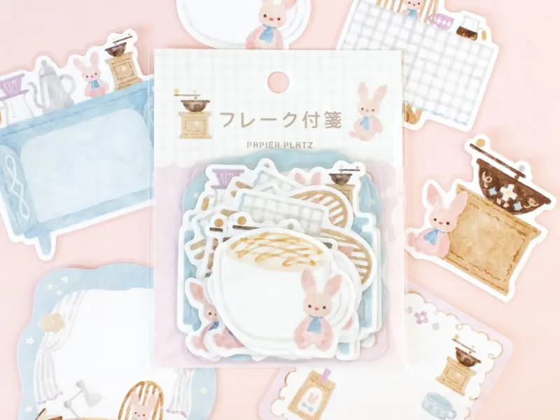 Papier Platz x Nakauchi Waka Flake Stickers - Rabbit and Coffee