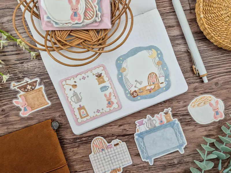 Papier Platz x Nakauchi Waka Flake Stickers - Rabbit and Coffee