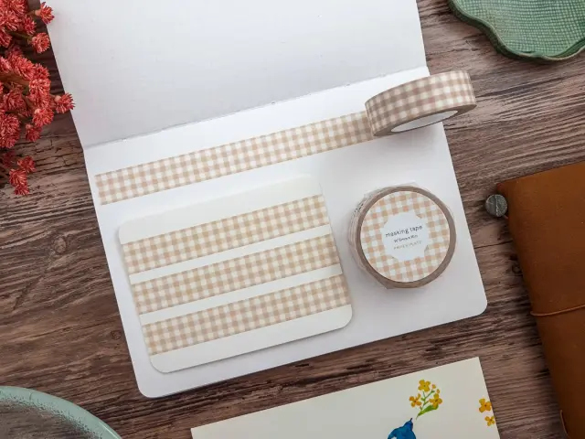 Papier Platz Washi Tape Gingham Check - Brown