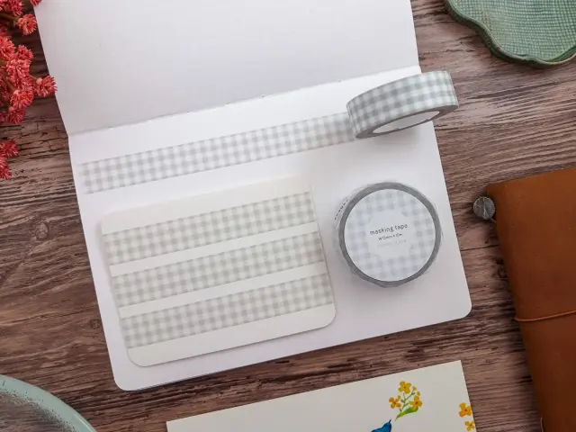 Papier Platz Washi Tape Gingham Check - Light Gray