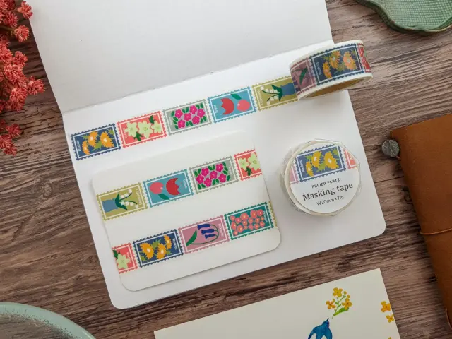 Papier Platz Washi Tape - Flower Stamps