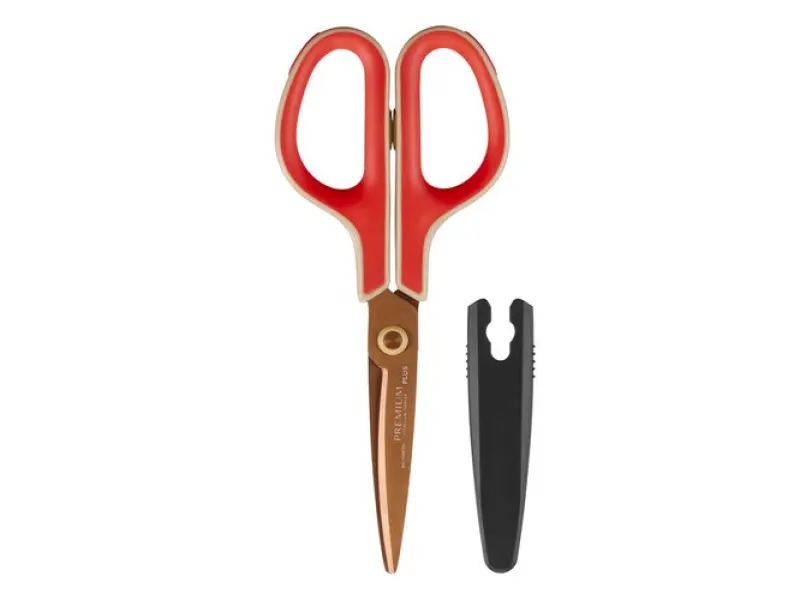PLUS Fitcut Curve Scissors Premium Titanium-Coated Retro Colour - Red