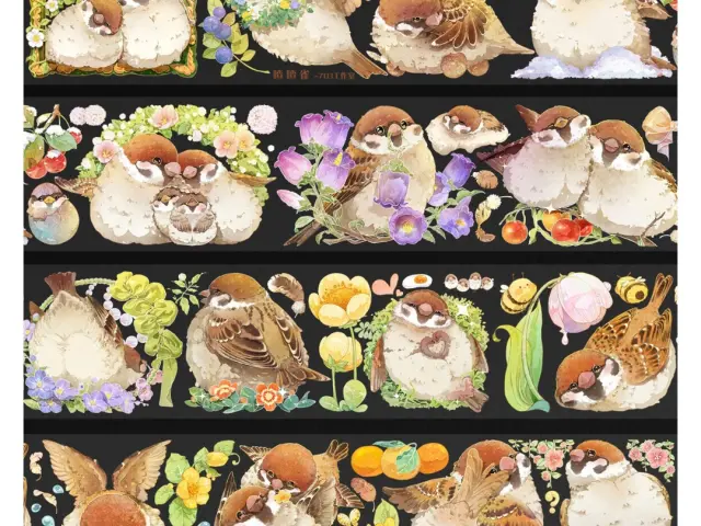 703 Studio Washi Tape Sample - Chirpy Sparrow