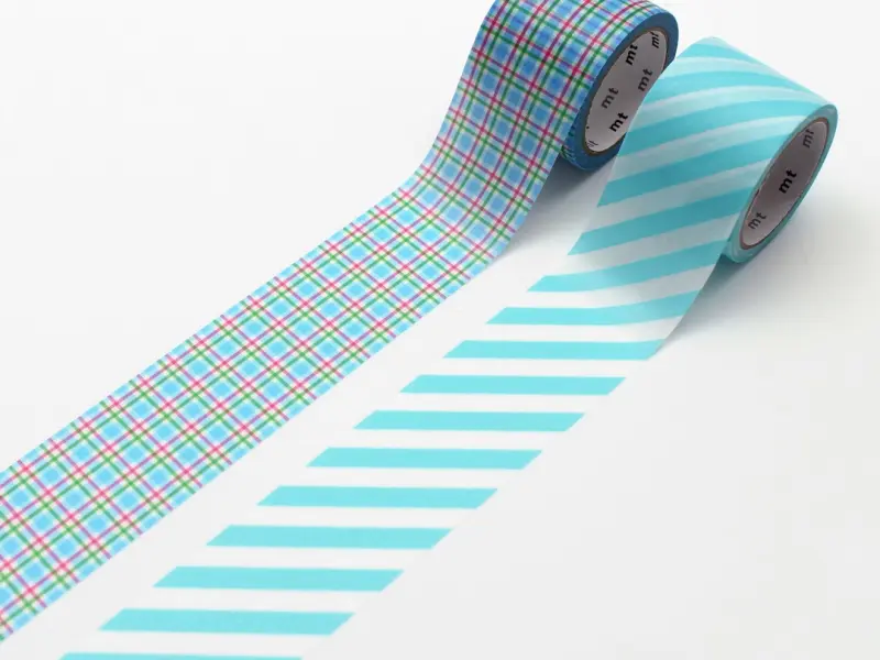 mt Wide Washi Tape Set - Blue Plaid