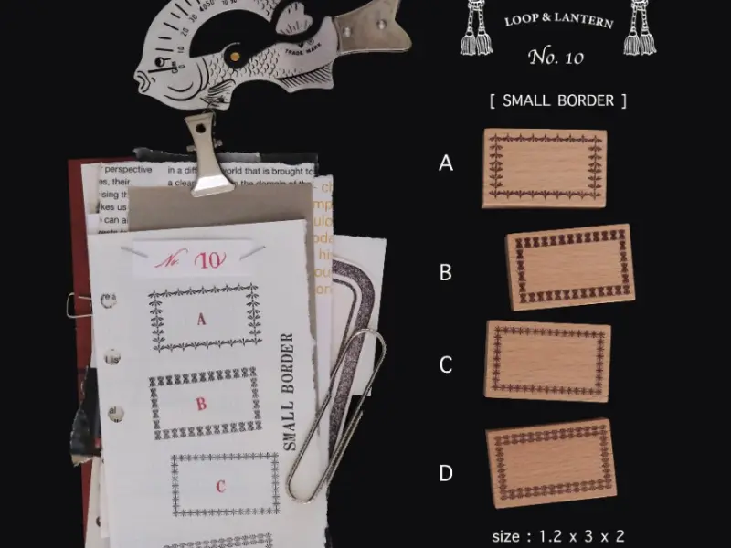 Pre-Order Kurukynki Wooden Rubber Stamp Loop And Lantern - Small Border