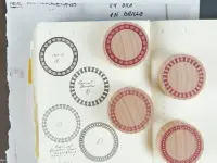 Pre-Order Kurukynki Wooden Rubber Stamp Loop And Lantern - Round Border