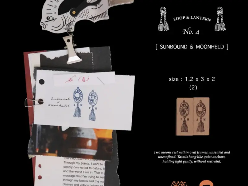 Pre-Order Kurukynki Wooden Rubber Stamp Set Loop And Lantern - Sunbound And Moonheld