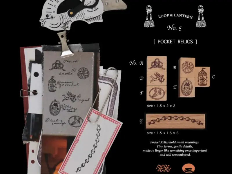 Pre-Order Kurukynki Wooden Rubber Stamp Loop And Lantern - Pocket Relics
