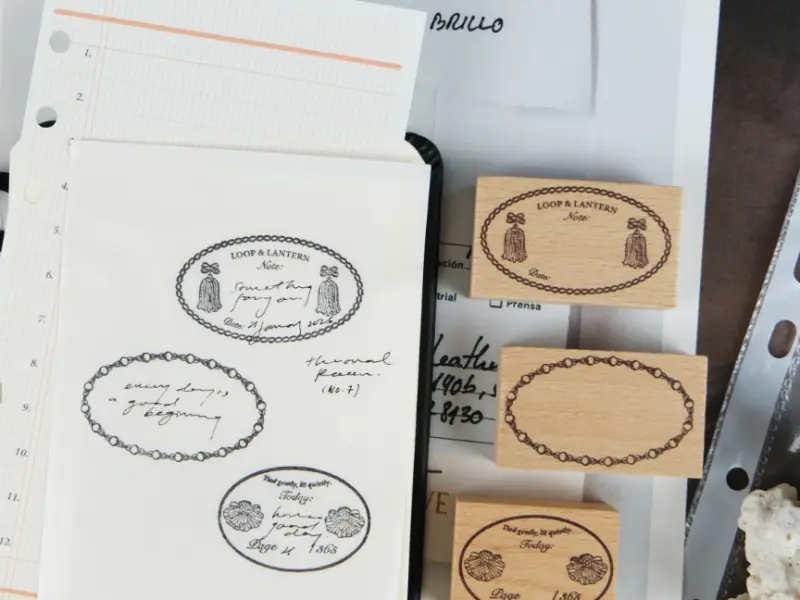 Pre-Order Kurukynki Wooden Rubber Stamp Loop And Latern - The Oval Room