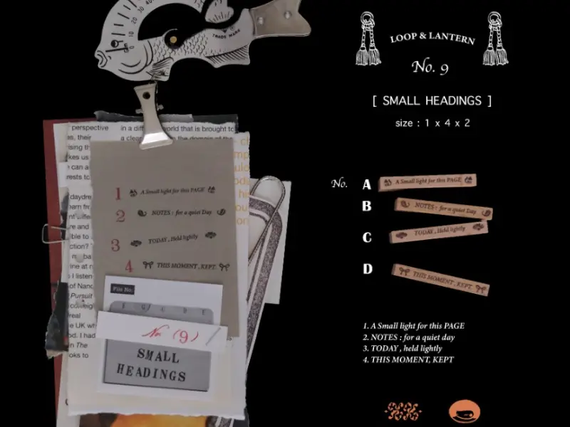 Pre-Order Kurukynki Wooden Rubber Stamp Loop And Lantern - Small Headings