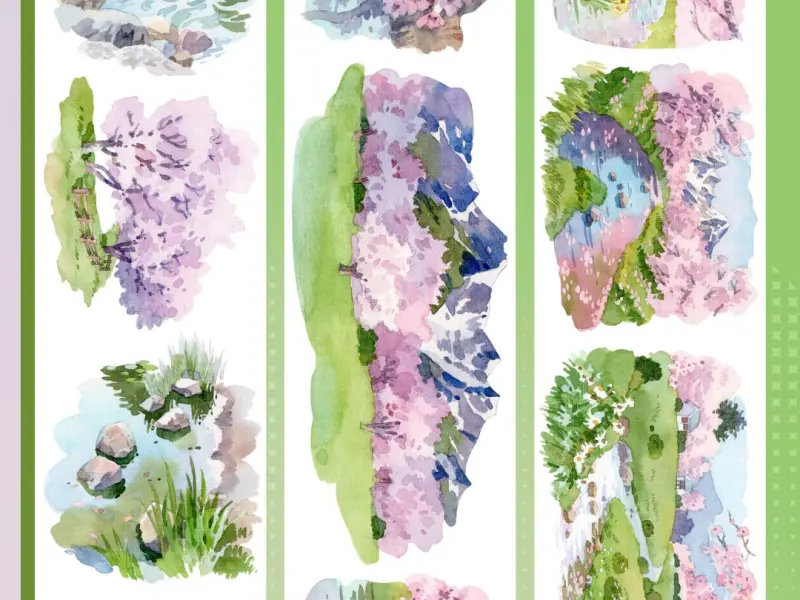 Tournesol Studio Washi Tape Sample - Drifting Blossoms in Spring