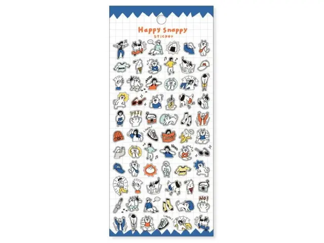 Mindwave Clear Sticker Sheet Happy Snappy 82131 - Blue