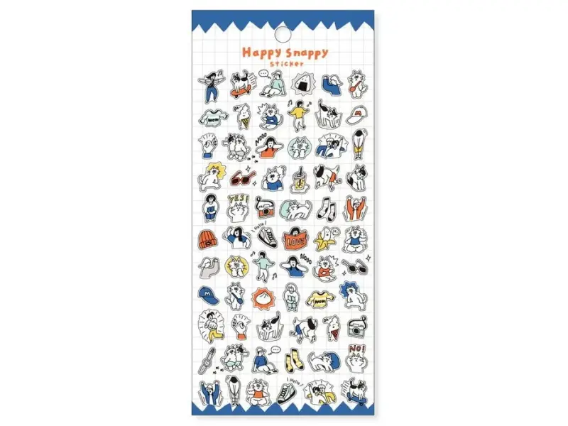 Mindwave Clear Sticker Sheet Happy Snappy 82131 - Blue