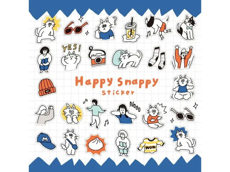 Mindwave Clear Sticker Sheet Happy Snappy 82131 - Blue