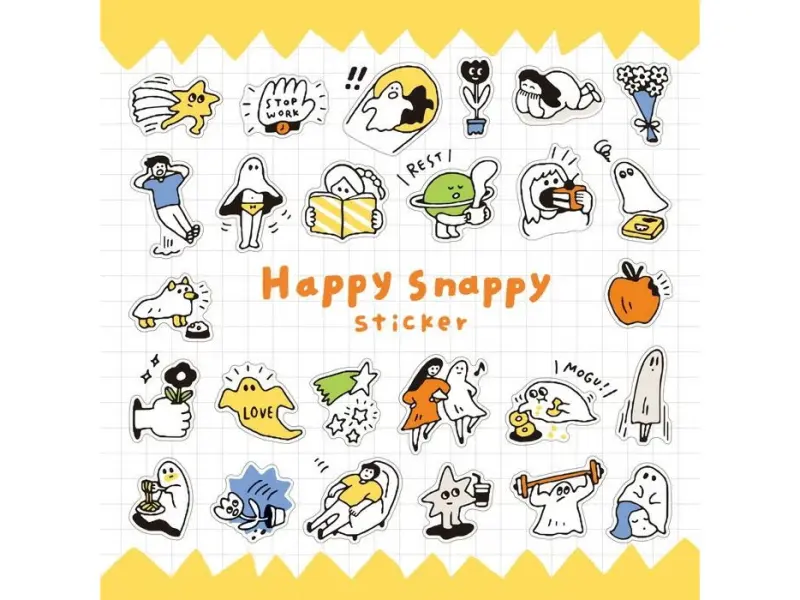 Mindwave Clear Sticker Sheet Happy Snappy 82133 - Yellow