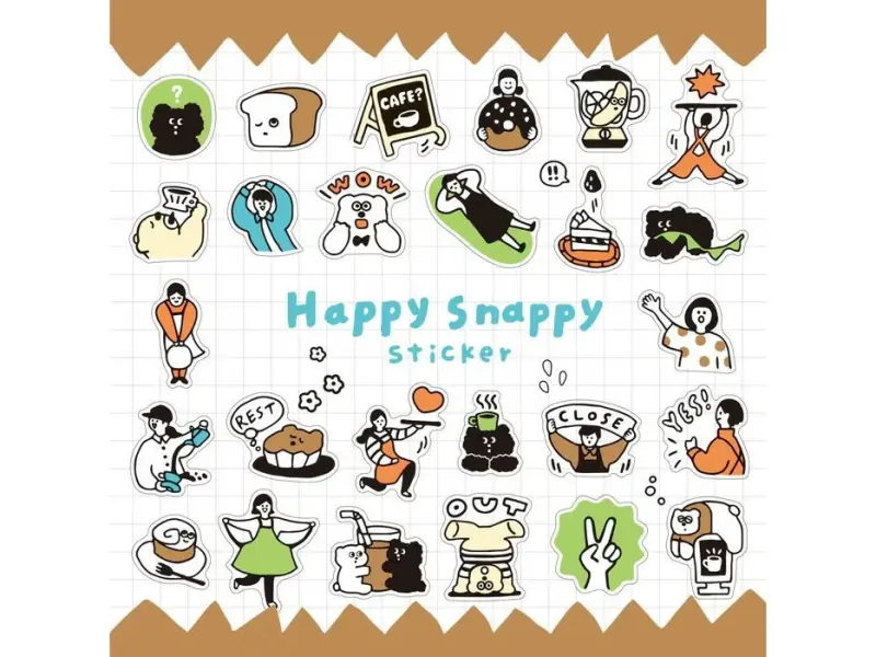 Mindwave Clear Sticker Sheet Happy Snappy 82134 - Brown