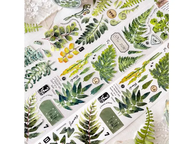 Baicangjia Studio Die-Cut Washi Tape - Fern Collection
