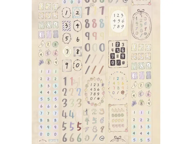 Xiaobaijia Die-Cut Washi Tape - Pastel Number Strips