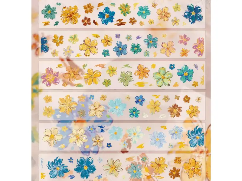Xiaobaijia Die-Cut Glossy PET Tape - Pastel Flower Town