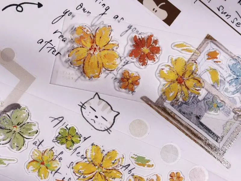 Xiaobaijia Die-Cut Glossy PET Tape - Pastel Flower Town