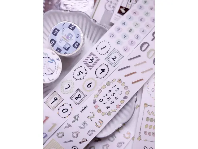Xiaobaijia Die-Cut Washi Tape - Pastel Number Strips