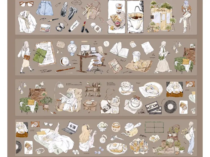 Xiaobaijia Die-Cut Washi Tape  - Solo Daily Life