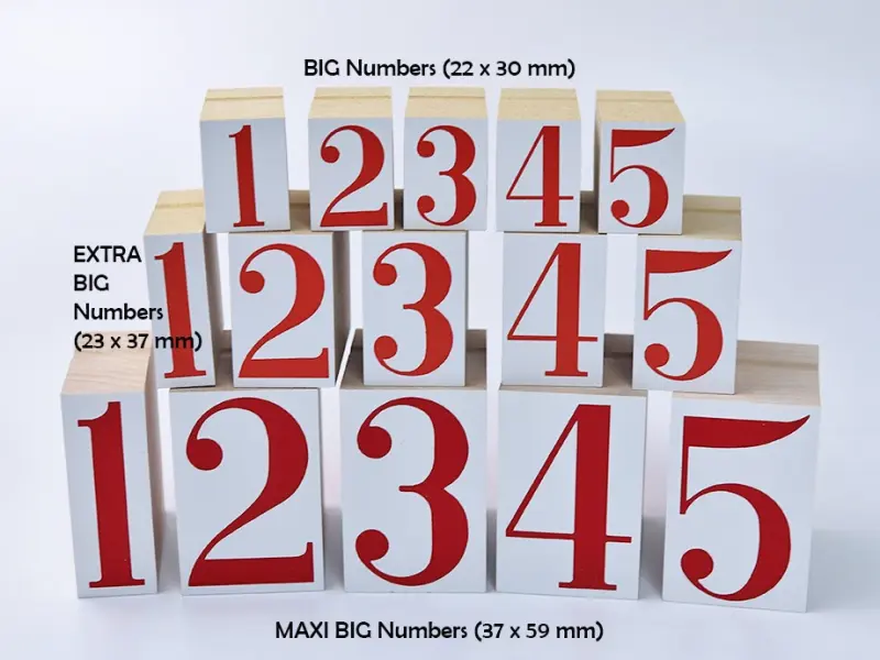 Pre-Order 36 SUBLO Stamp Set 23 x 37 mm - EXTRA BIG Numbers