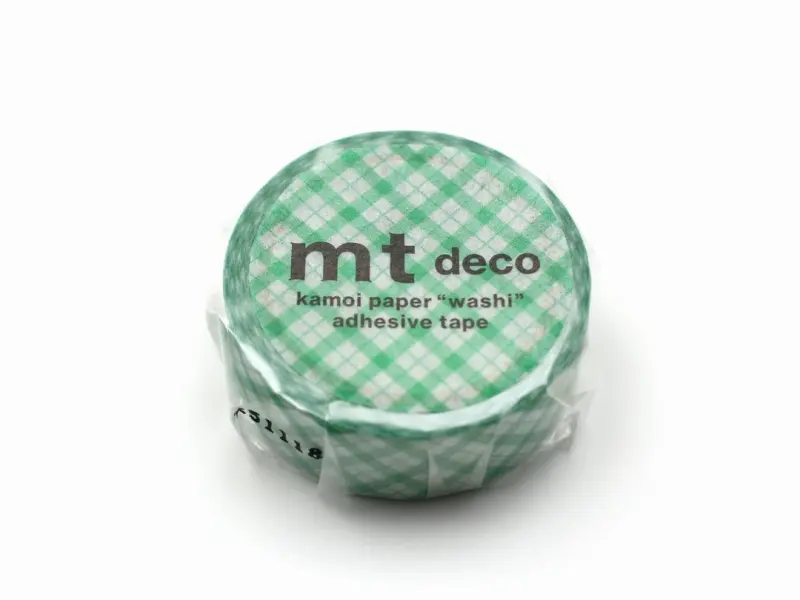 mt 1P Washi Tape Overlapping Fine Gingham Check - Green