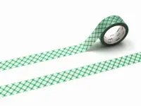 mt 1P Washi Tape Overlapping Fine Gingham Check - Green